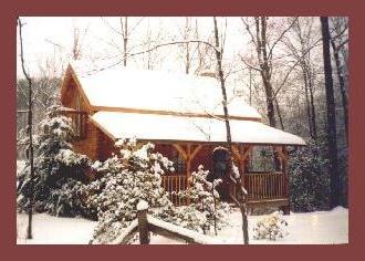 snowy cabin